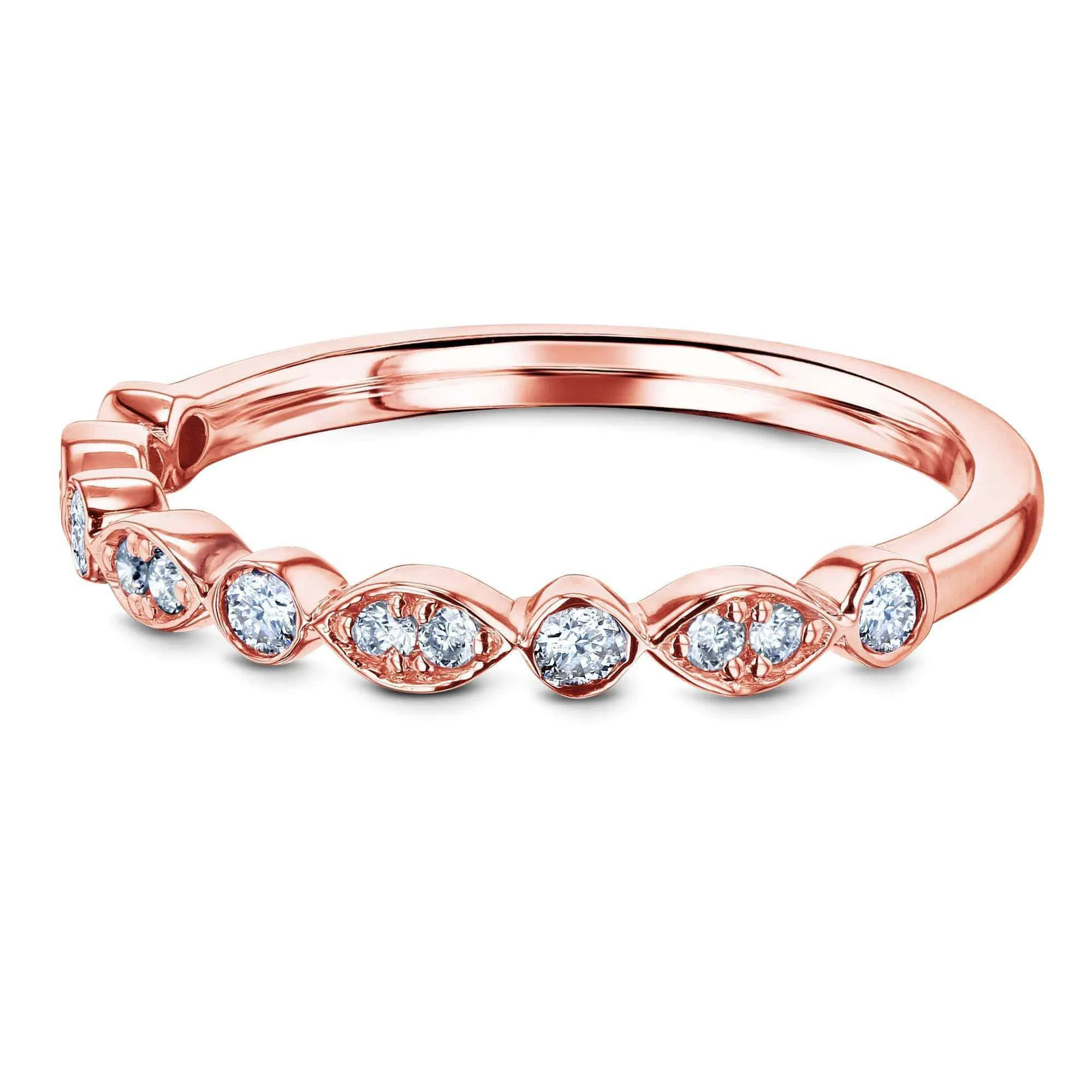 Bezel Pave Diamond Bead-Patterned Gold Band