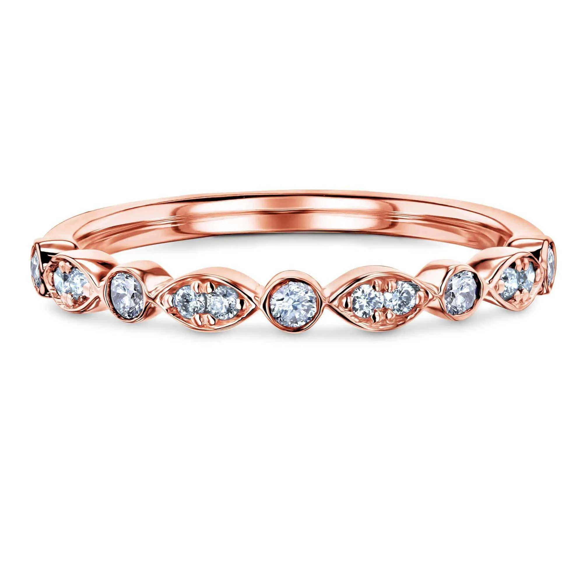 Bezel Pave Diamond Bead-Patterned Gold Band