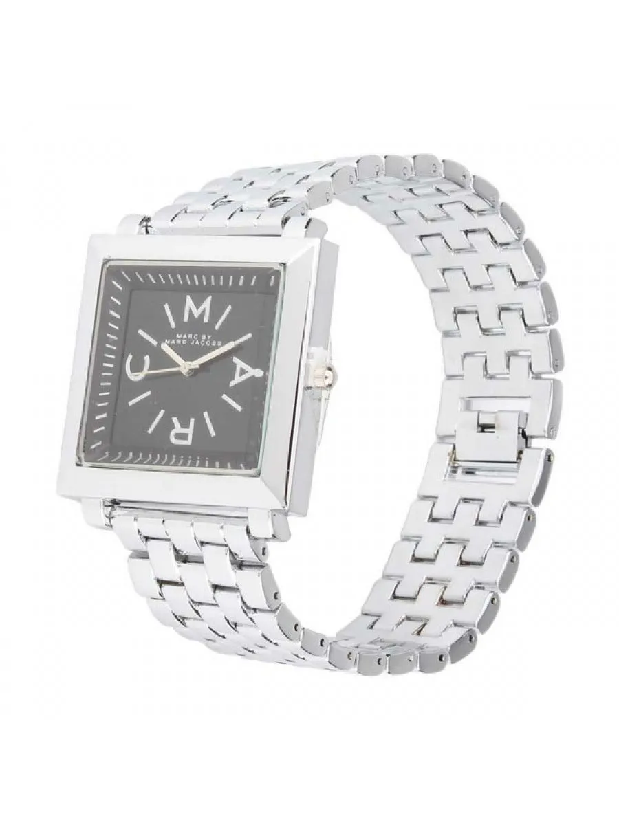 Black Square Dial - Silver Chain - 027