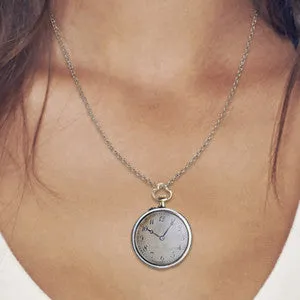 Blue Guilloche Enamel & Diamond Watch Pendant