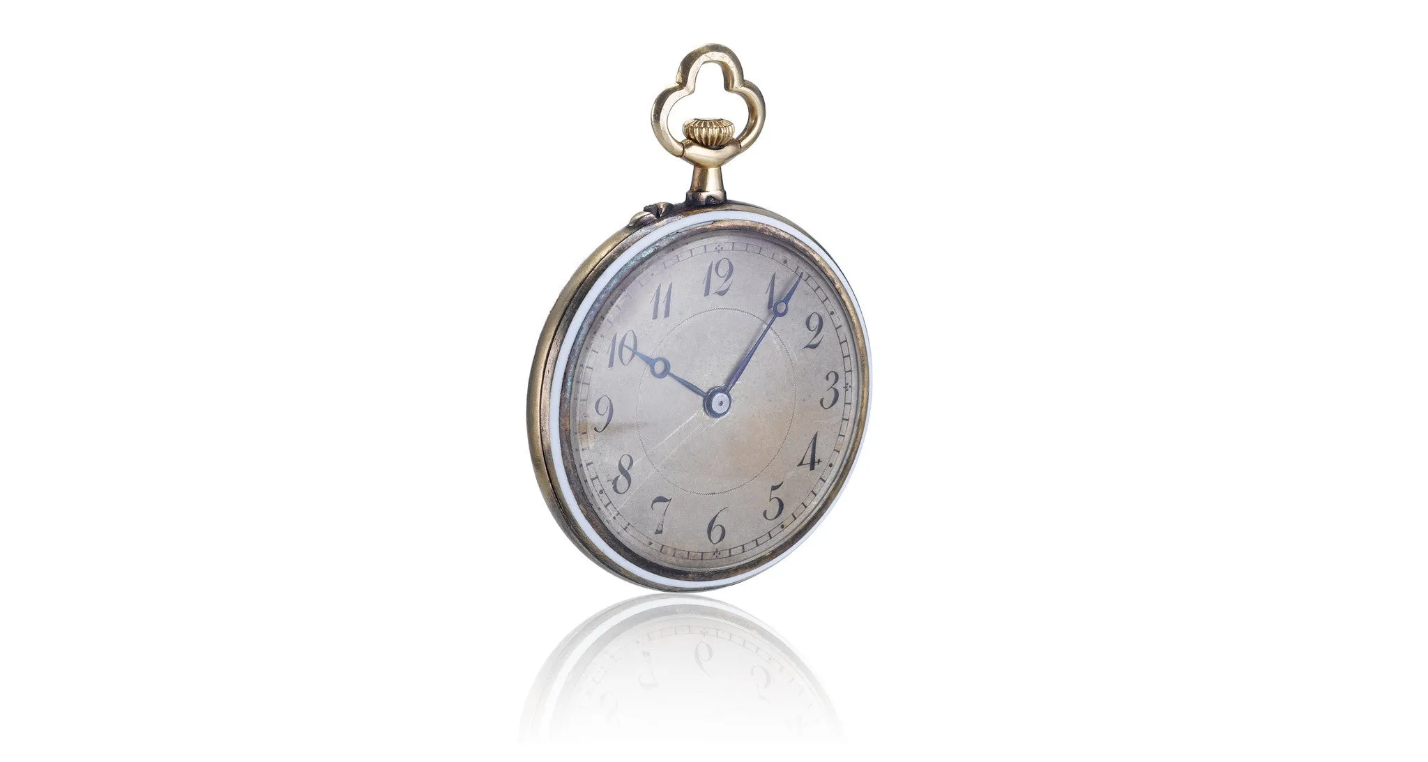Blue Guilloche Enamel & Diamond Watch Pendant