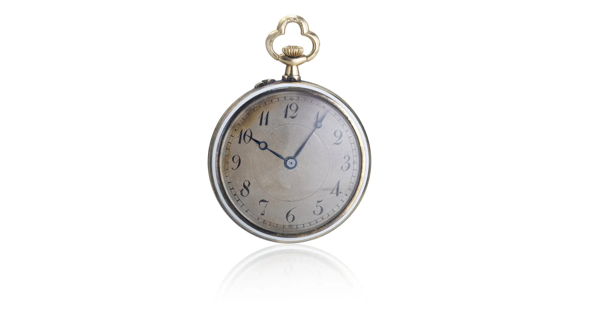 Blue Guilloche Enamel & Diamond Watch Pendant