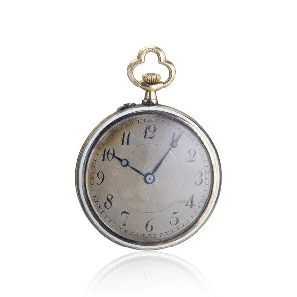 Blue Guilloche Enamel & Diamond Watch Pendant