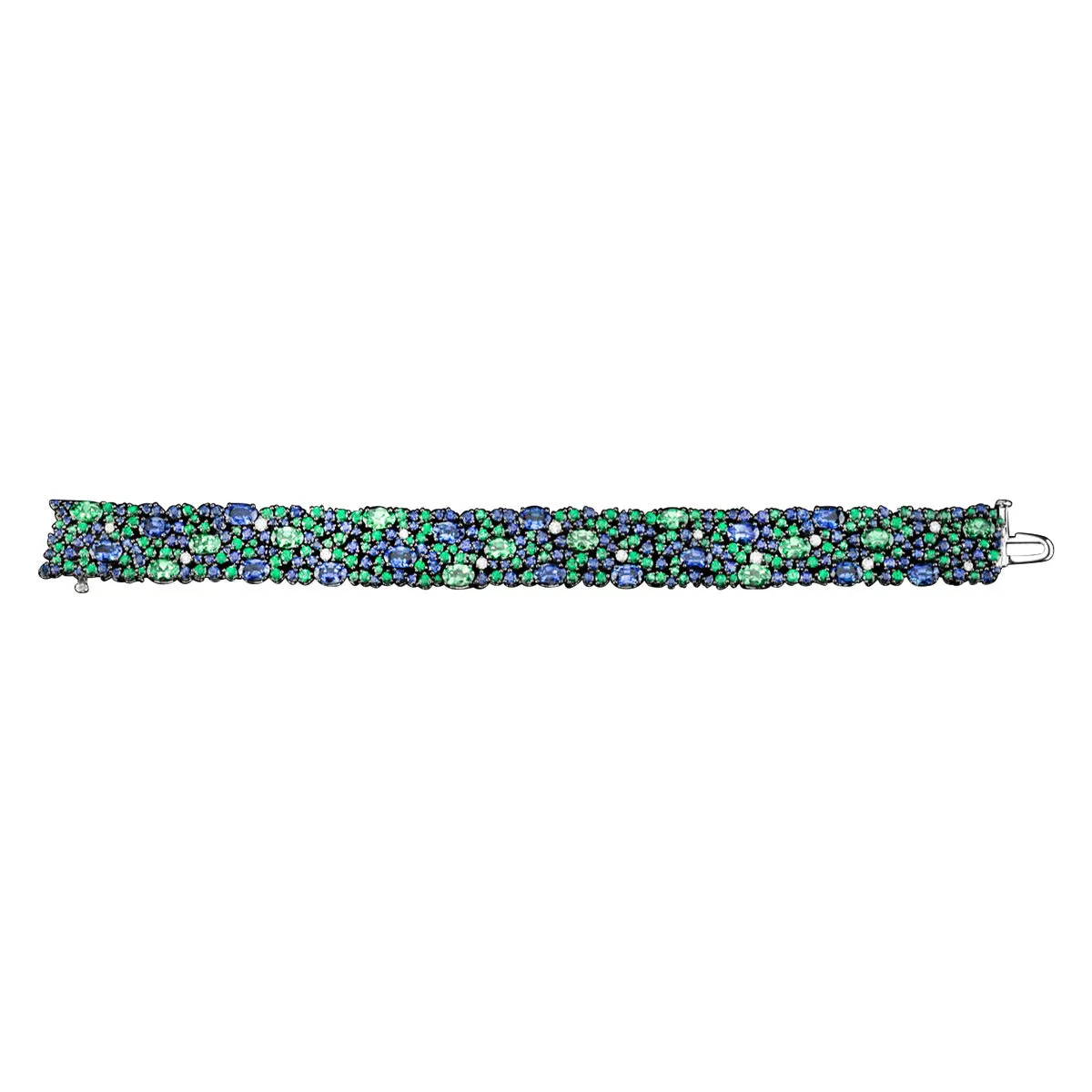Blue Sapphire and Tsavorite American Glamour Narrow Bracelet