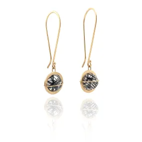 Captured Tourmalated Quartz Orb Earrings