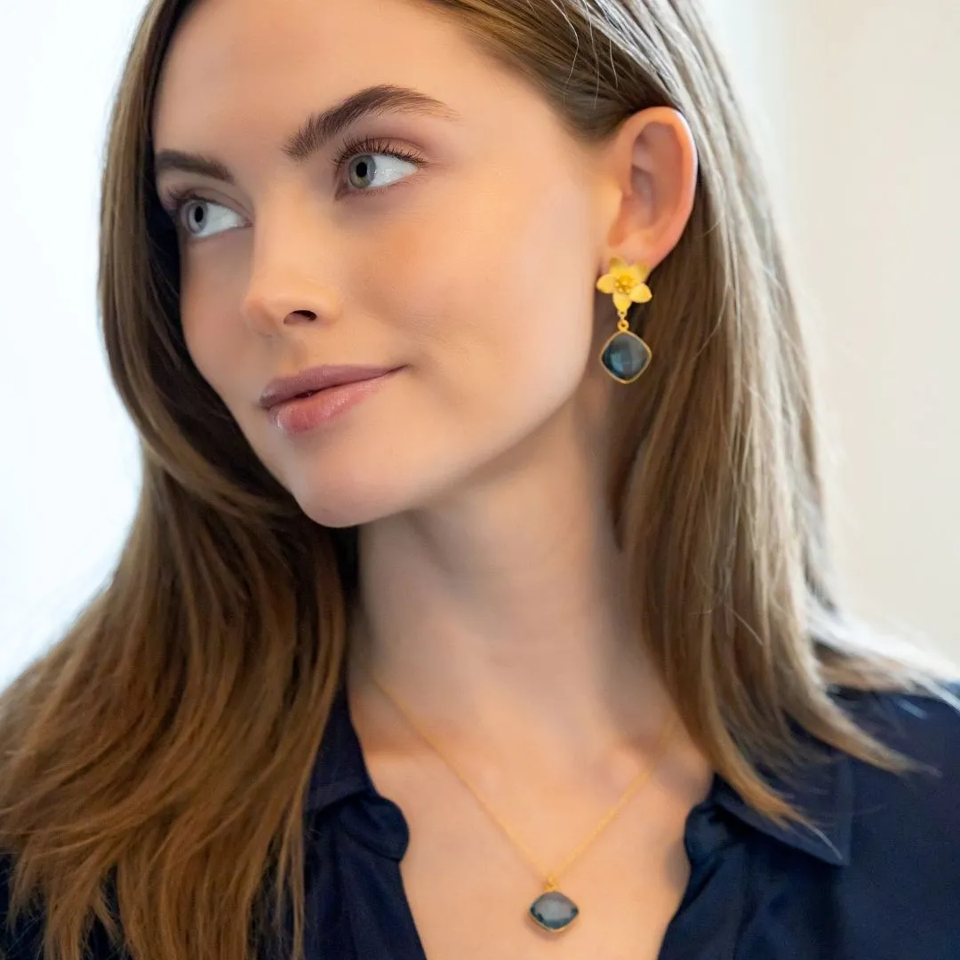 Cecile Blue Quartz Drop Earrings