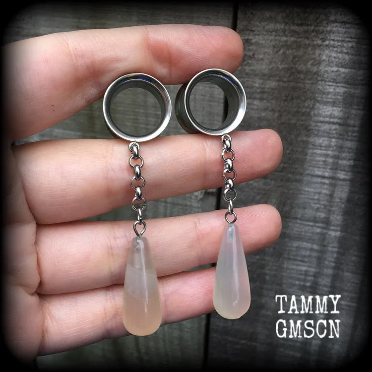 Cloudy quartz tunnel dangles