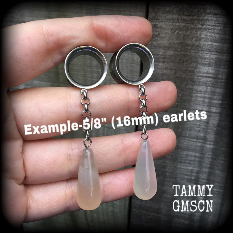 Cloudy quartz tunnel dangles