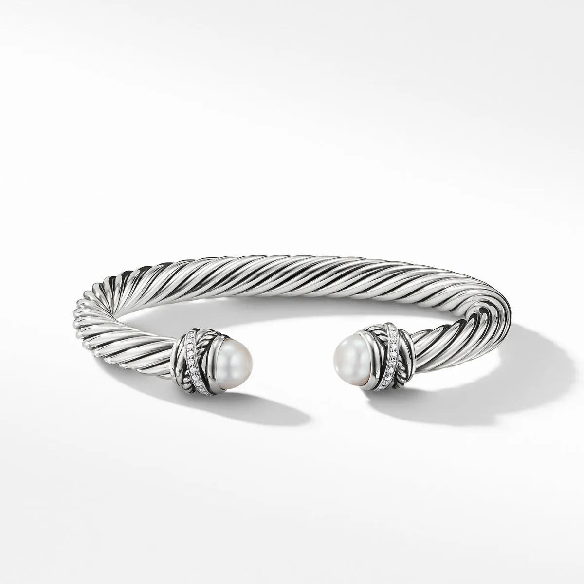 Crossover Bracelet with Pearls and Diamonds