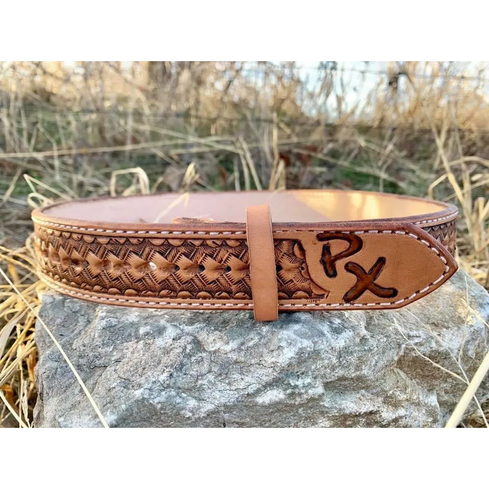Custom Arrow basketweave Stamped belt