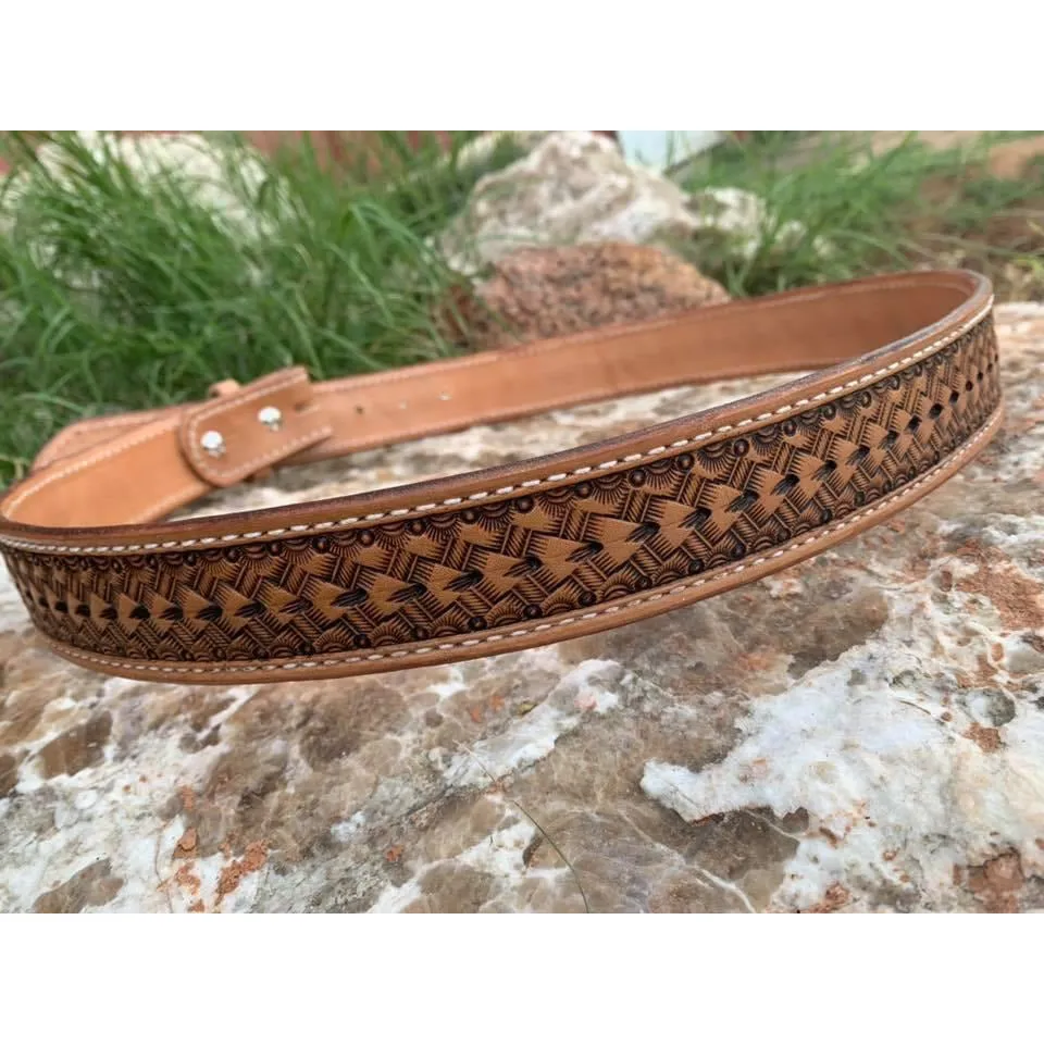 Custom Arrow basketweave Stamped belt
