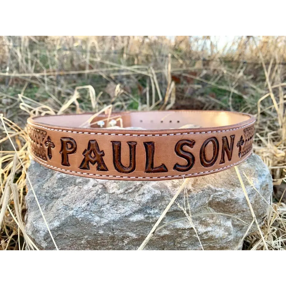 Custom Arrow basketweave Stamped belt