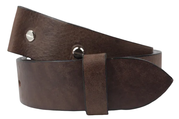 Dark Brown 1.25 Inch (32mm) Buckleless Leather Belt Strap Chicago Screws