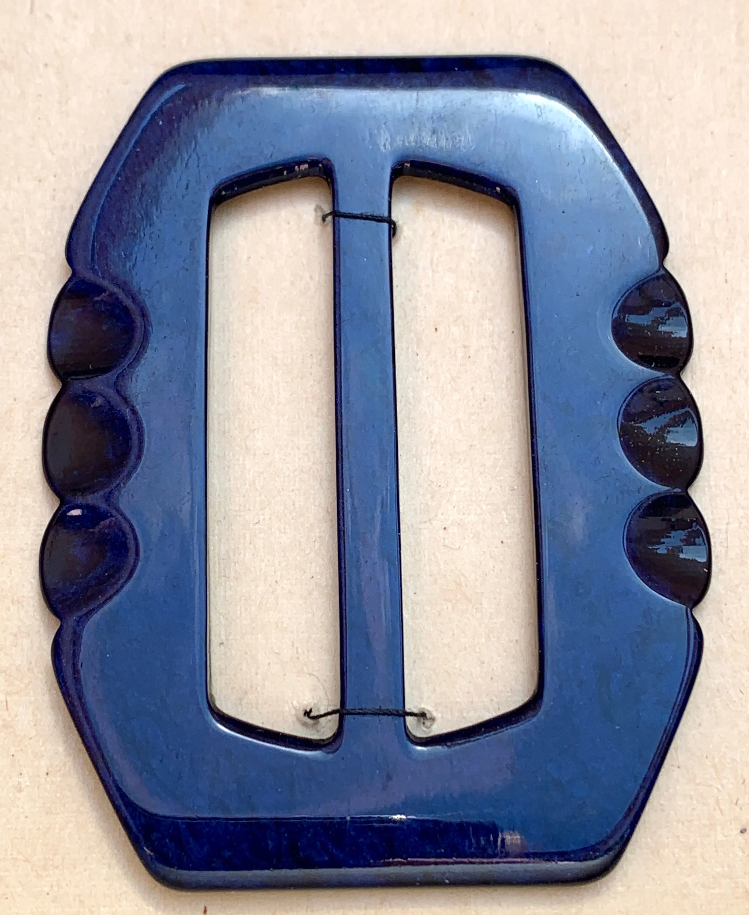 Deep Blue 1940s French 6cm Belt Buckle - Unused Old Shop Stock
