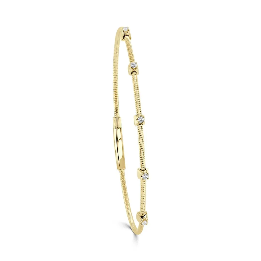 Diamond Flexible Station Bangle Bracelet