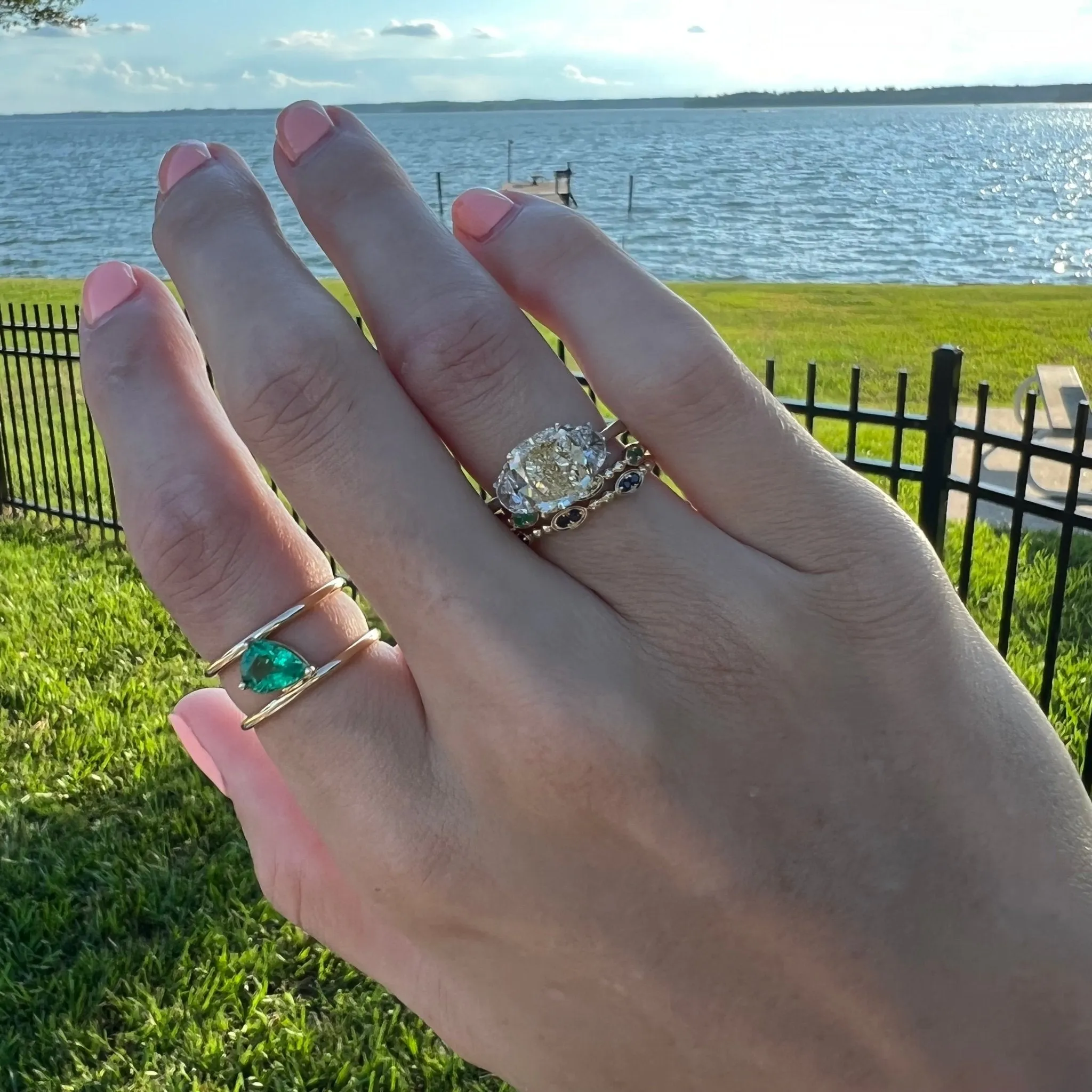 Double Gemstone Bead Ring