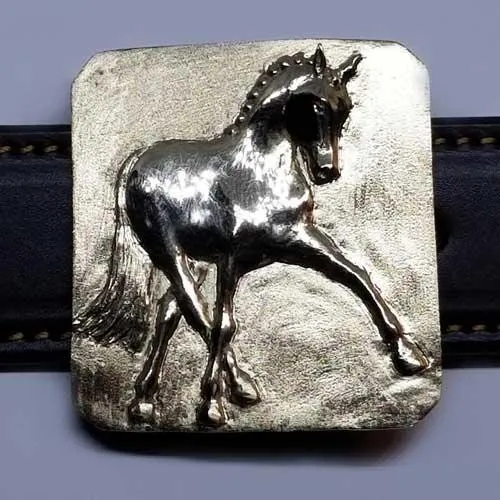 Dressage Horse Half-Pass Belt Buckle