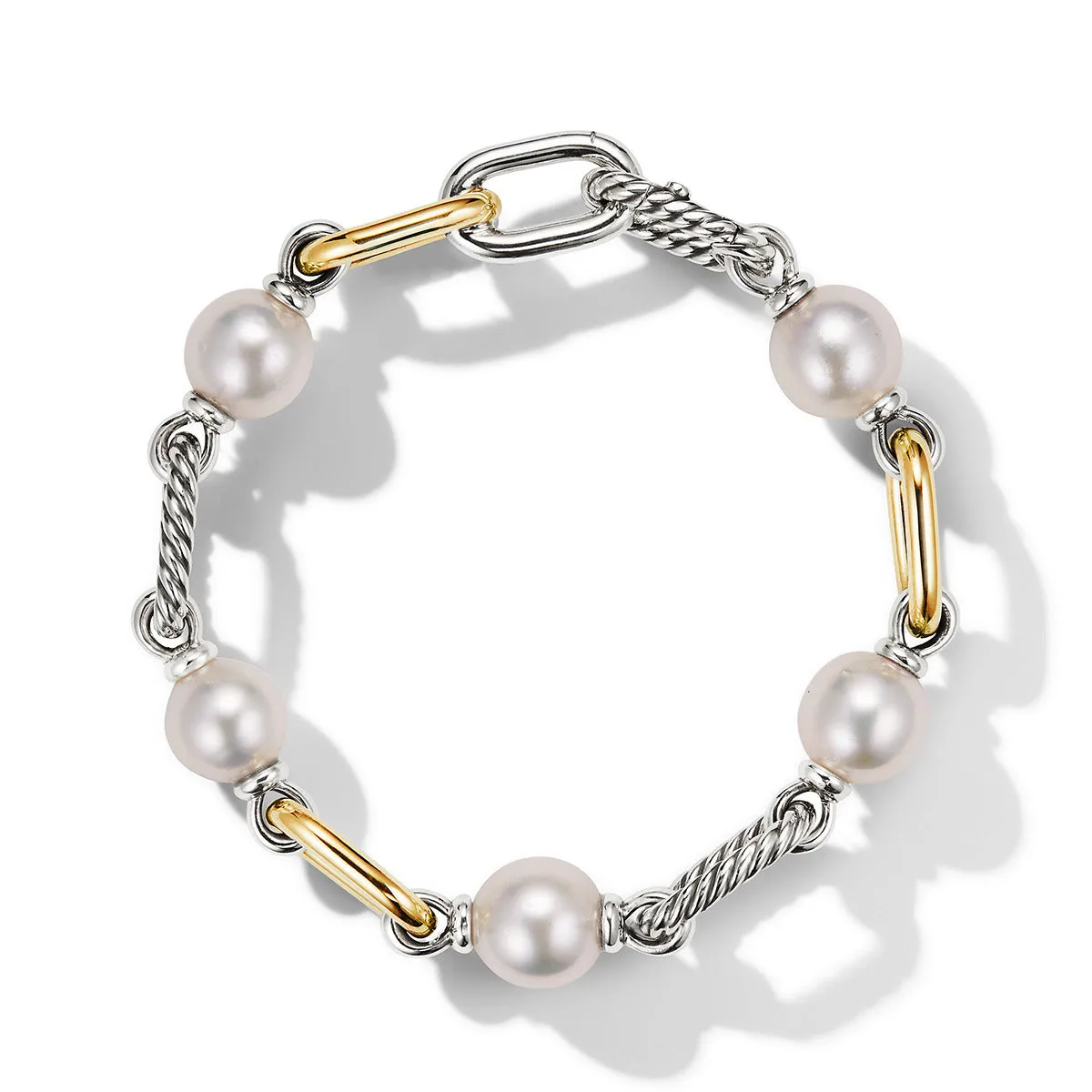 DY Madison Pearl Chain Bracelet in Sterling Silver with 18K Yellow Gold