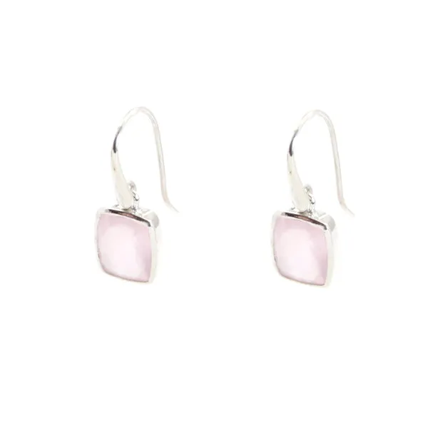 Earrings - Dangle Rose Quartz Sterling Silver