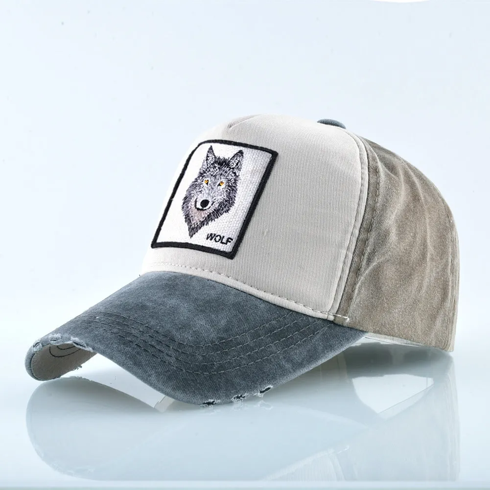 Embroidered Wolf Adjustable Men's Baseball Cap