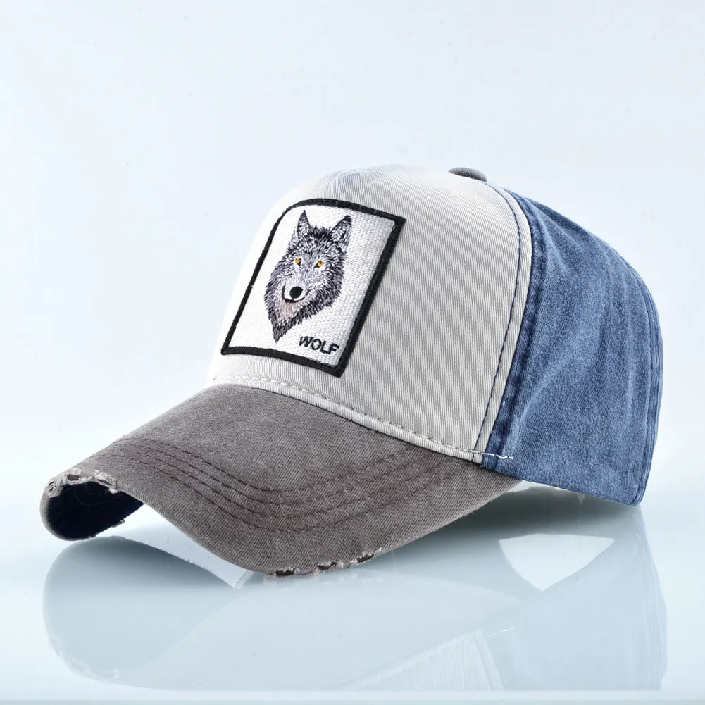 Embroidered Wolf Adjustable Men's Baseball Cap