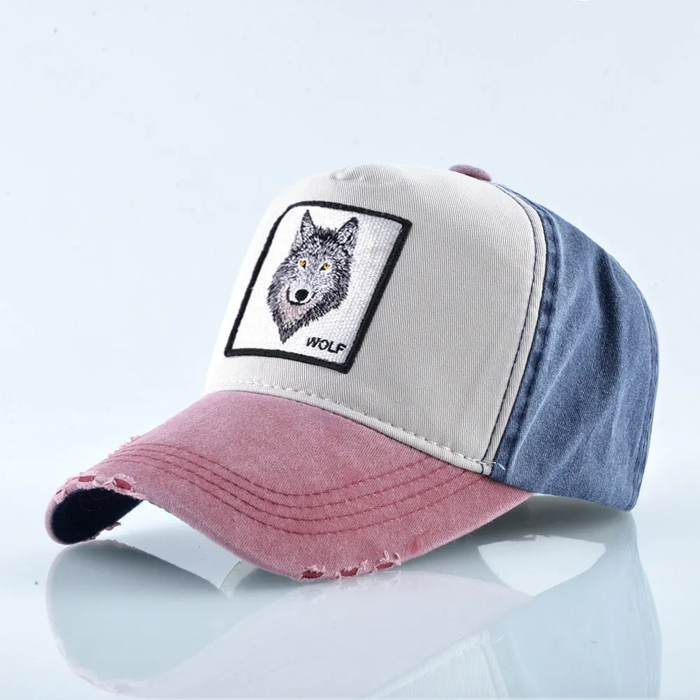 Embroidered Wolf Adjustable Men's Baseball Cap
