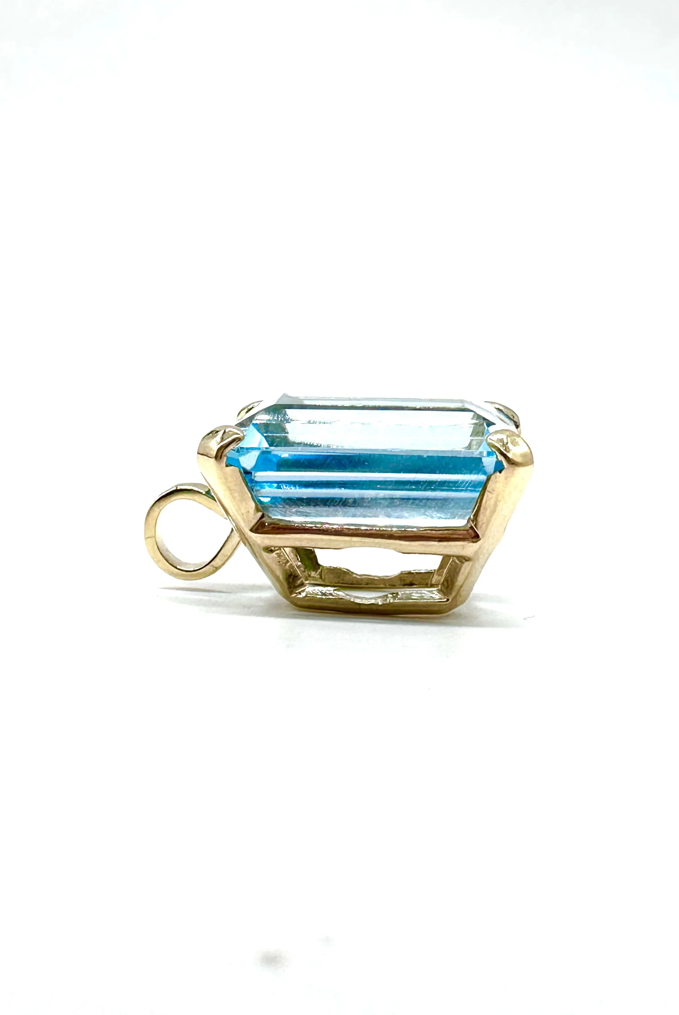 Emerald Cut Blue Topaz Pendant