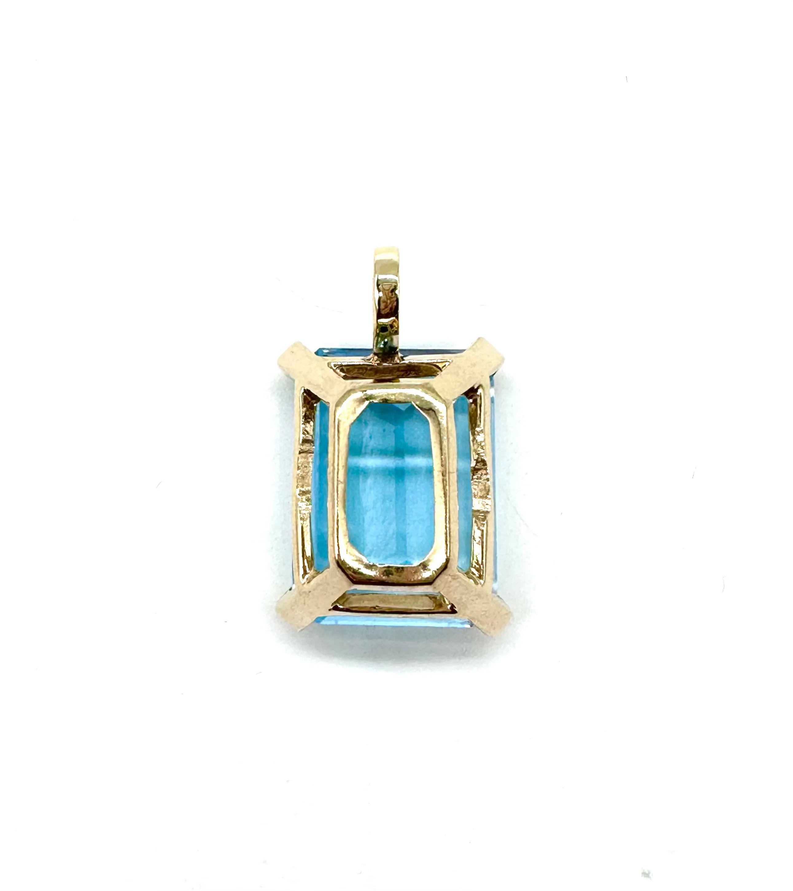 Emerald Cut Blue Topaz Pendant