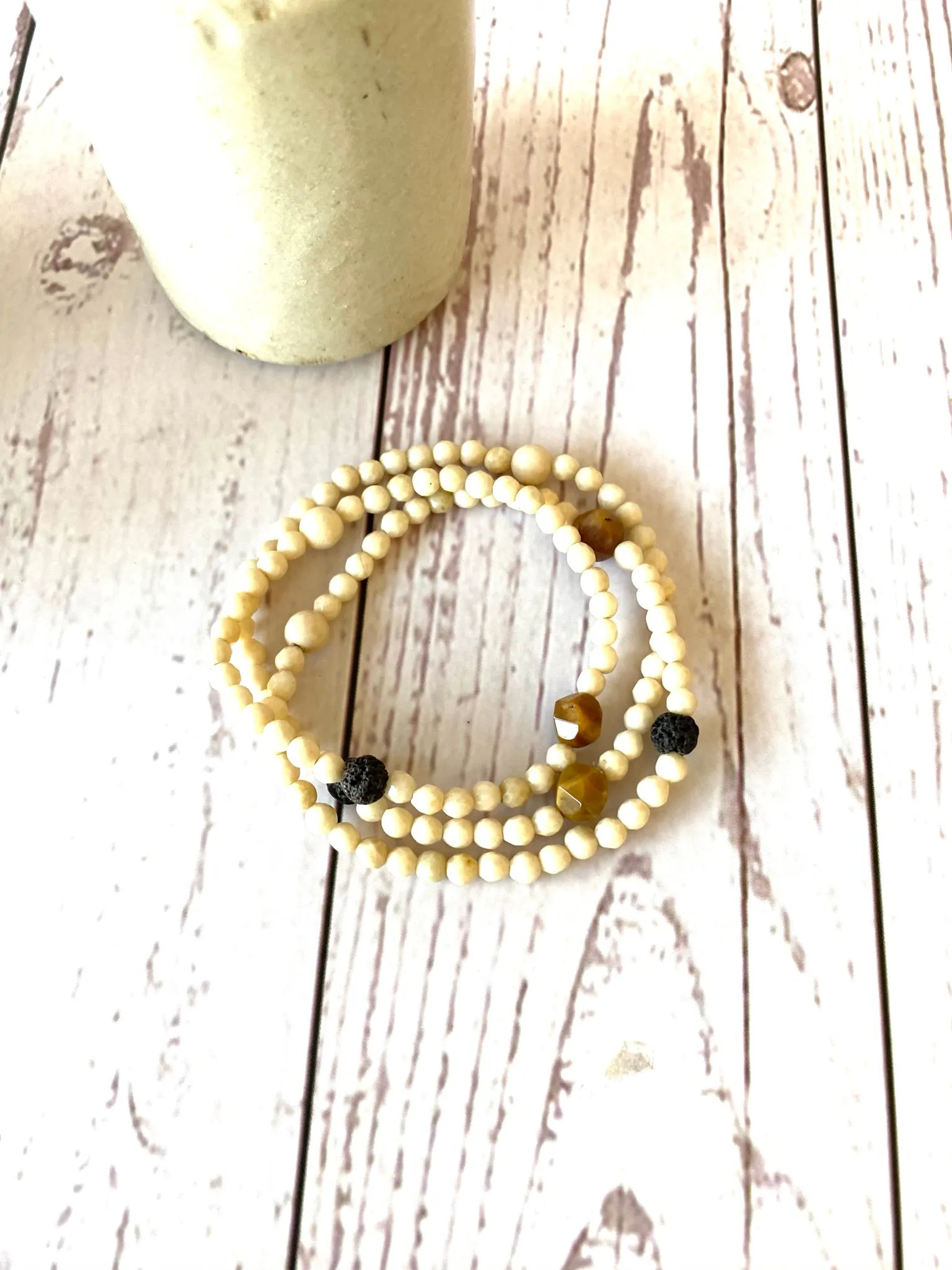 Fossilised Wood Crystal Bracelet