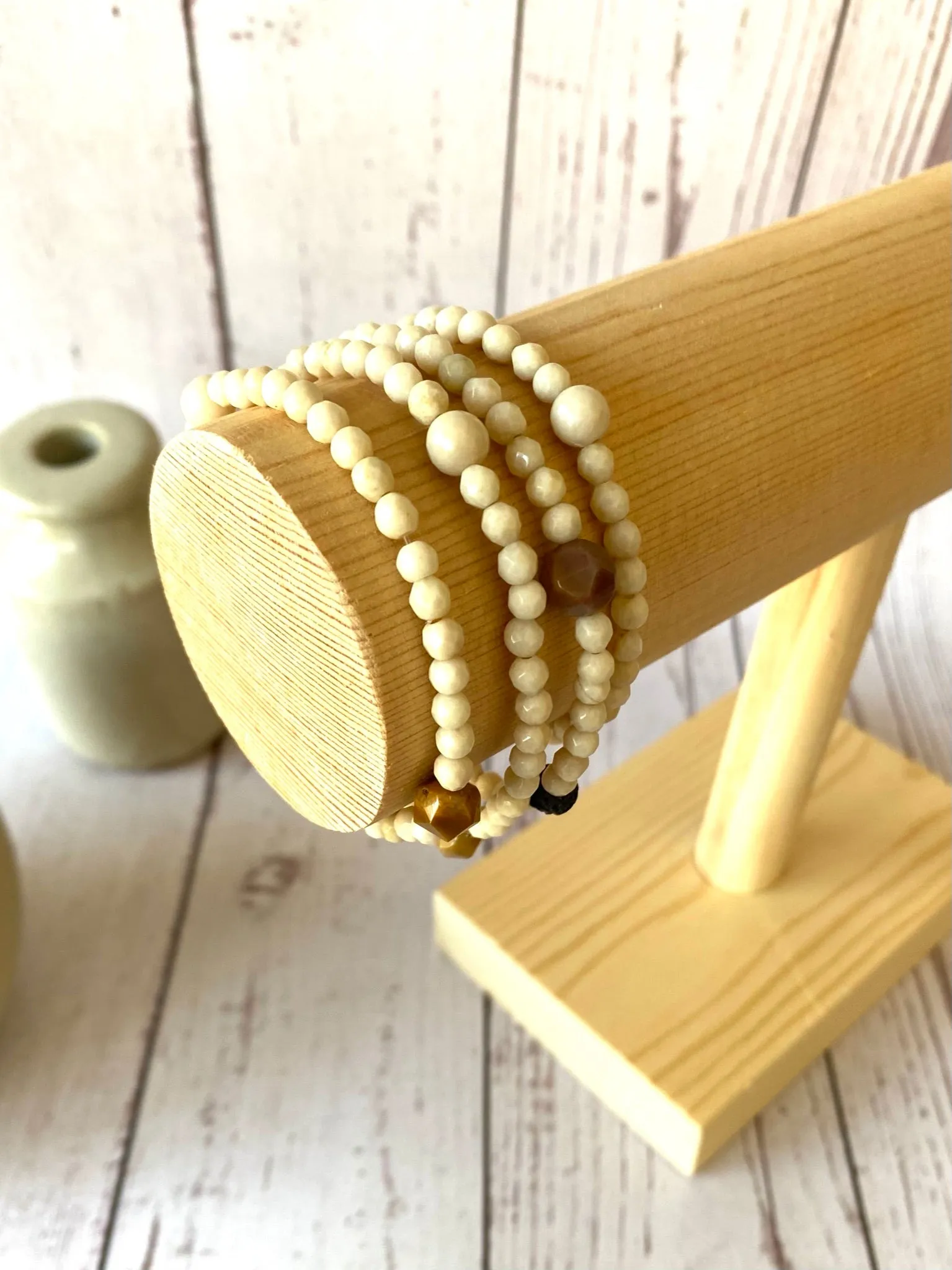 Fossilised Wood Crystal Bracelet