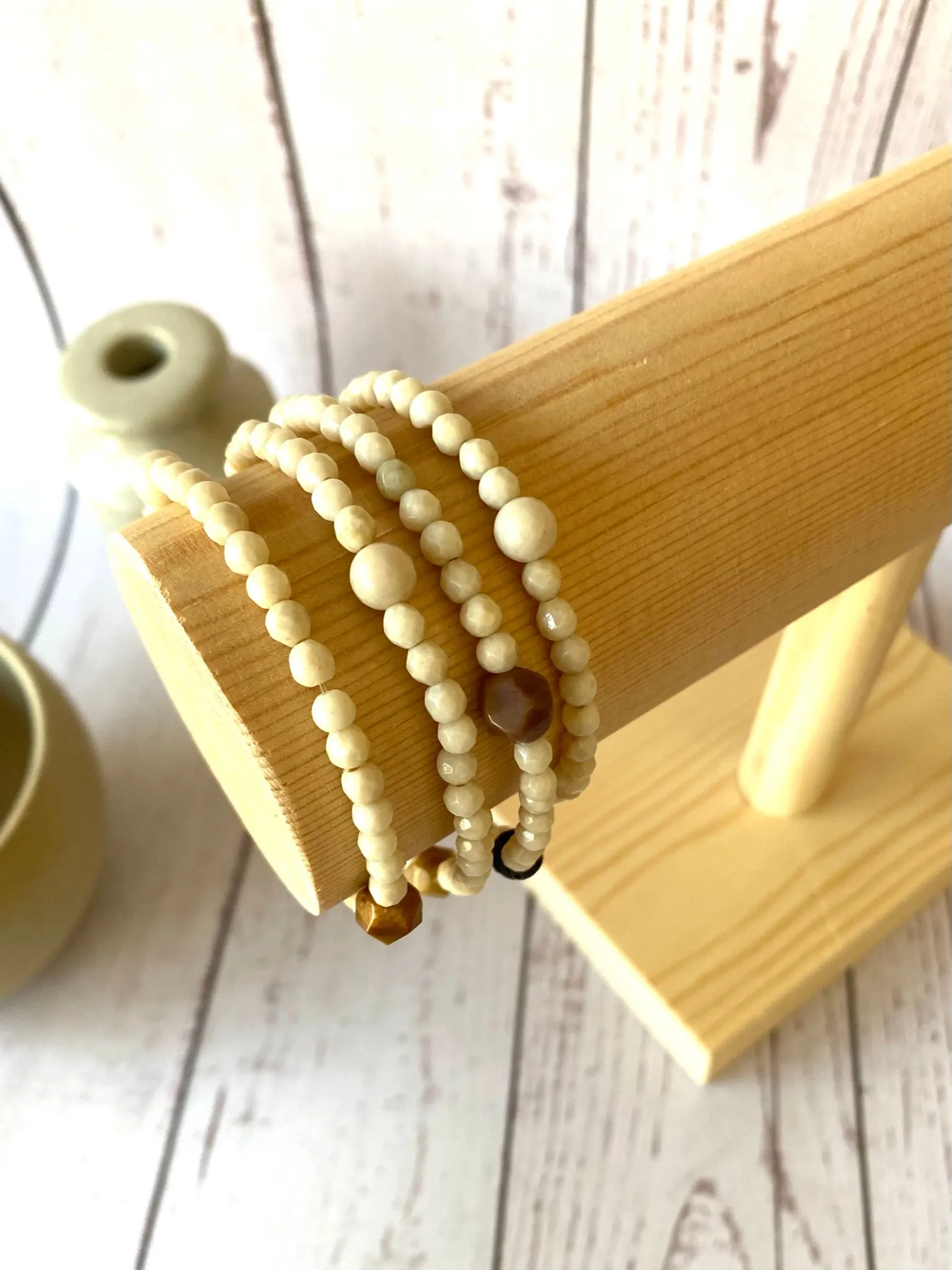 Fossilised Wood Crystal Bracelet