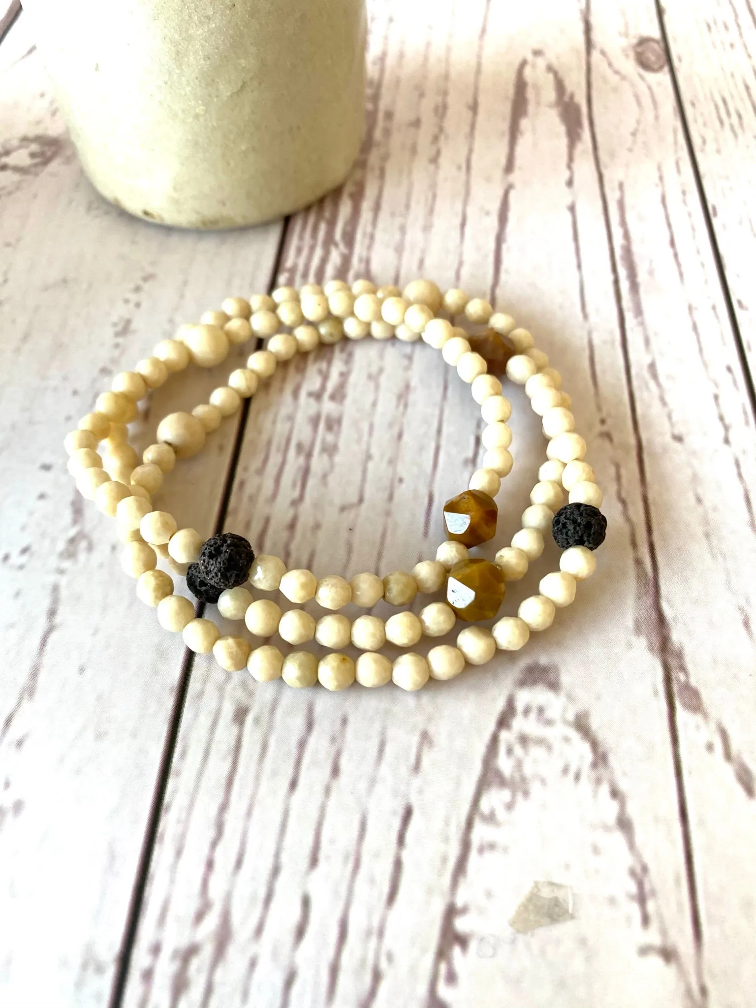 Fossilised Wood Crystal Bracelet