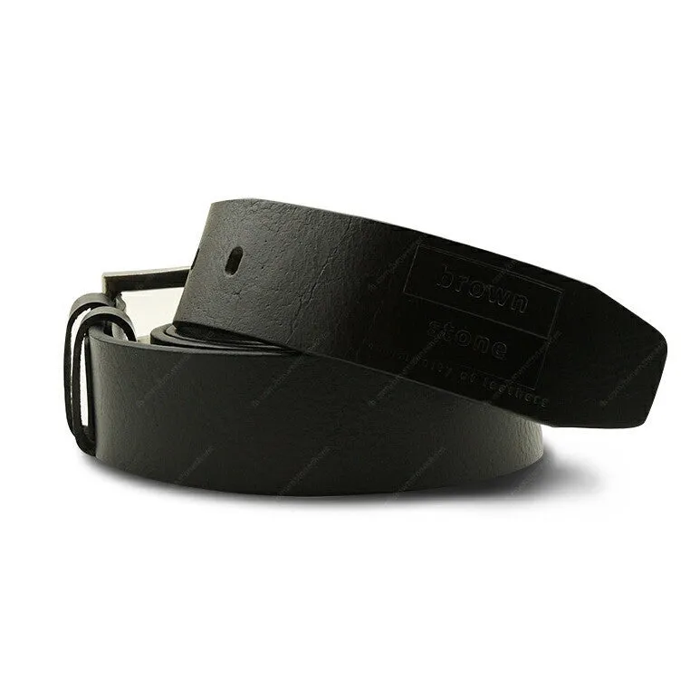 Full Grain Genuine Leather Belt - Milano PAM (Brass Buckle) - Black