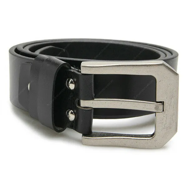 Full Grain Genuine Leather Belt - Milano PAM (Tin Buckle) - Black