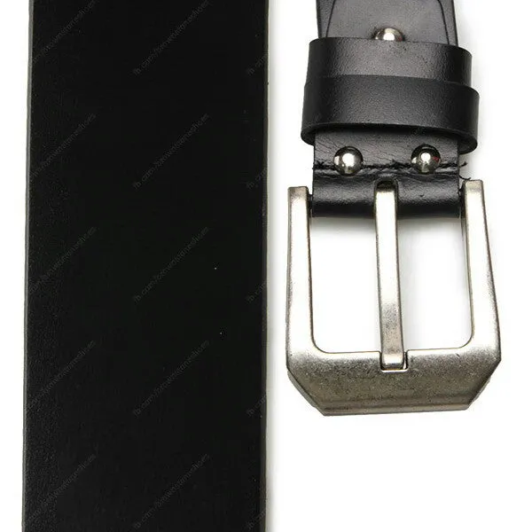 Full Grain Genuine Leather Belt - Milano PAM (Tin Buckle) - Black