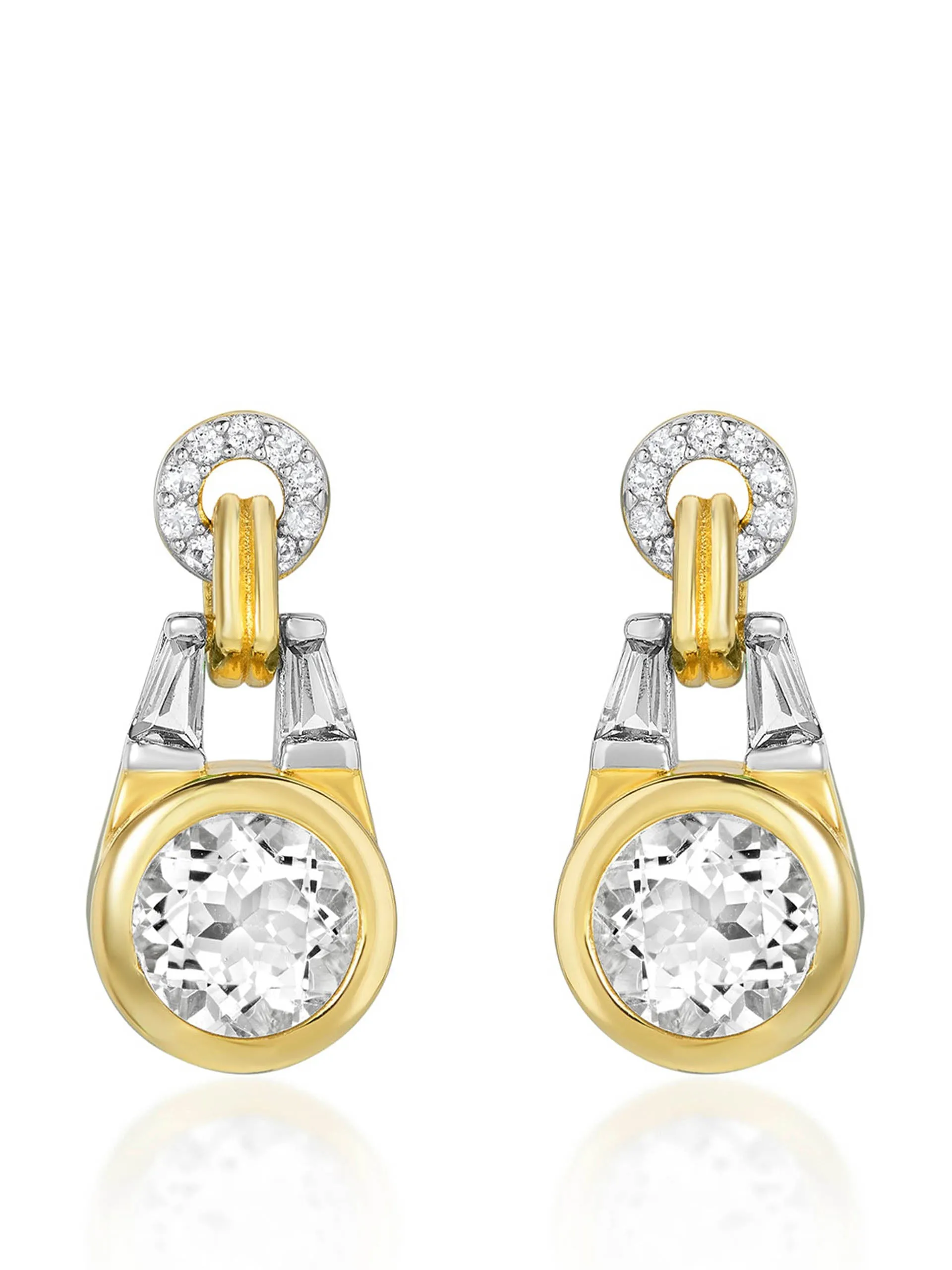 Gold Olive earrings with white topaz