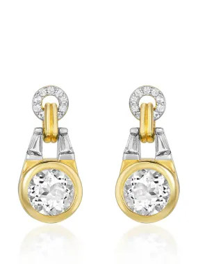 Gold Olive earrings with white topaz