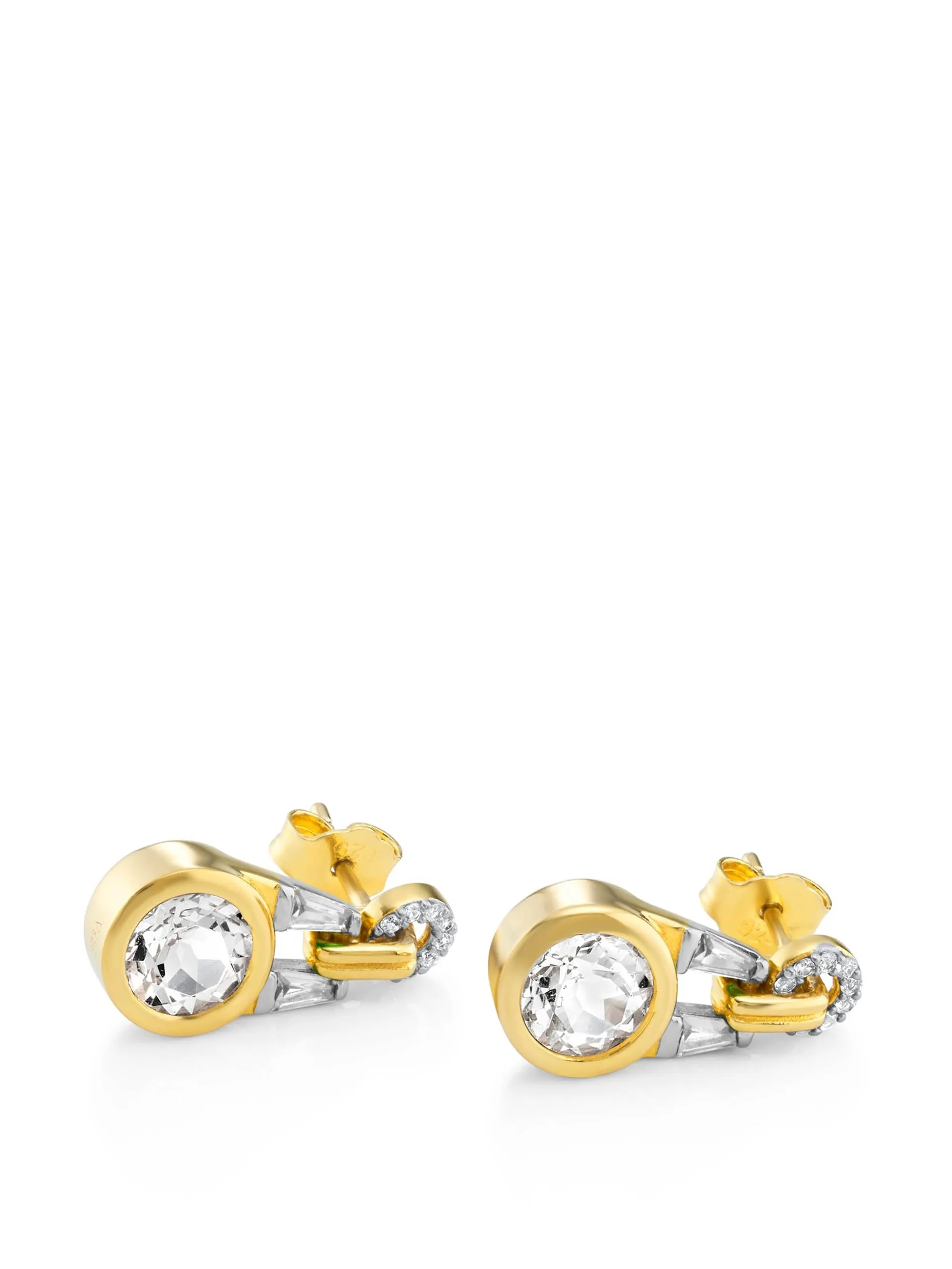 Gold Olive earrings with white topaz