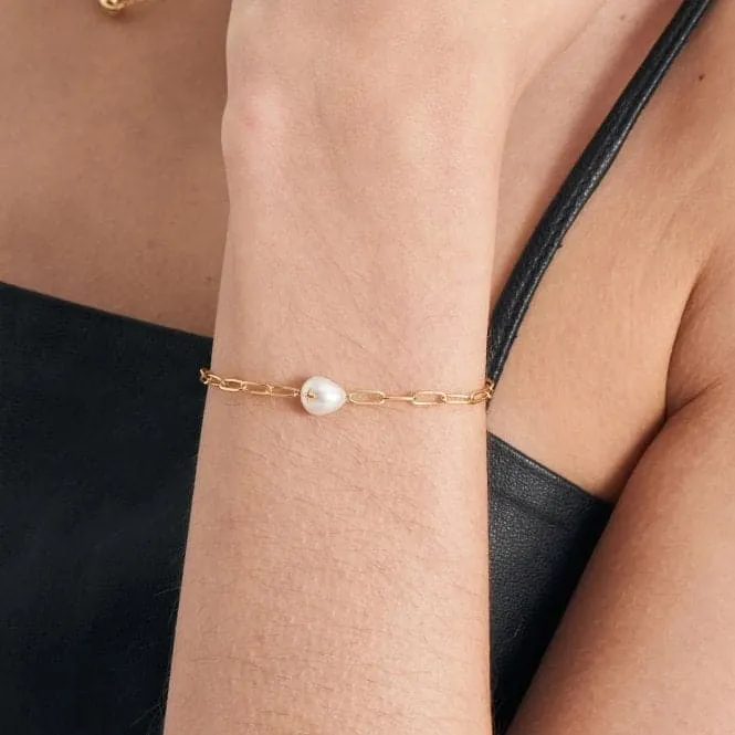 Gold Pearl Sparkle Chunky Chain Bracelet B043-03G