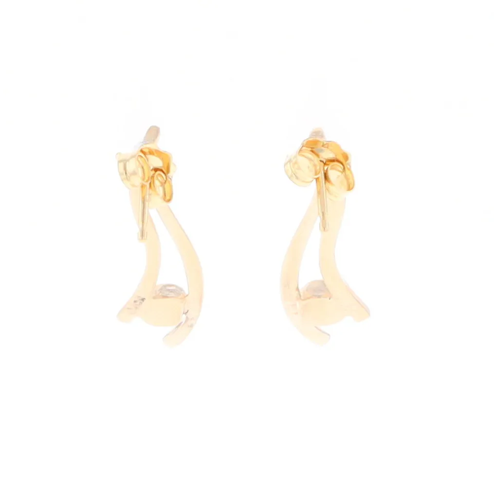 Gold Quartz Round Double Curved Bar Earrings - G2