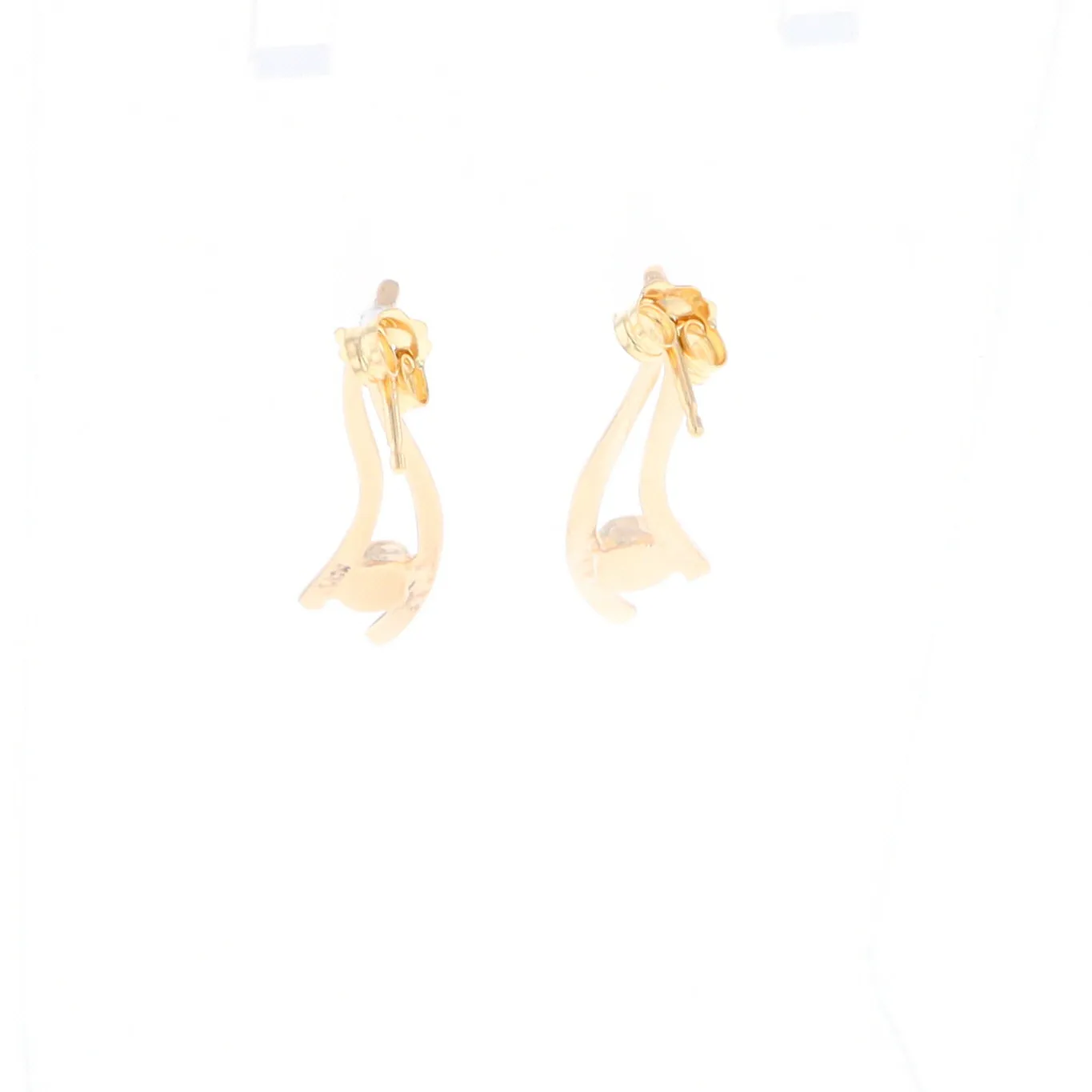 Gold Quartz Round Double Curved Bar Earrings - G2