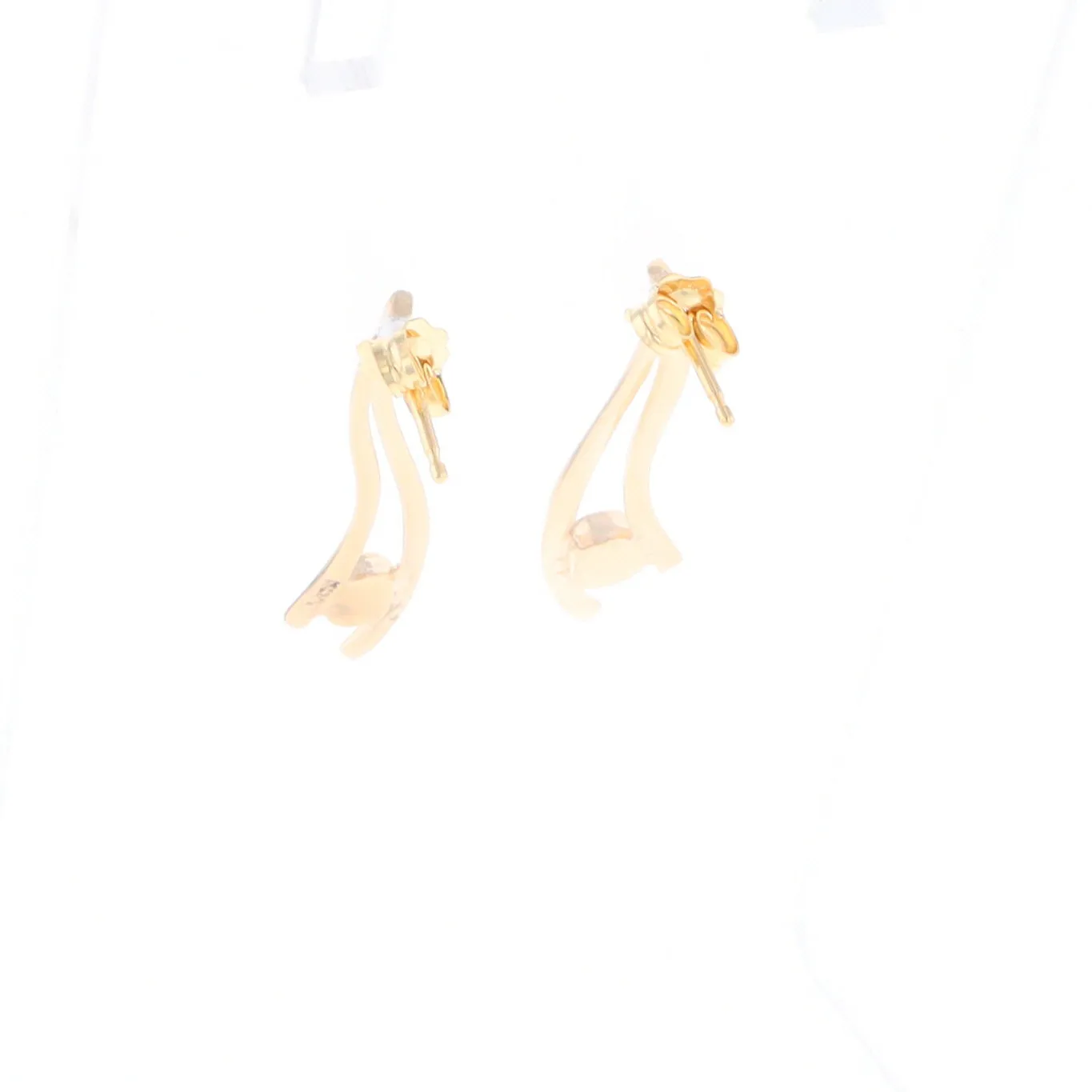 Gold Quartz Round Double Curved Bar Earrings - G2
