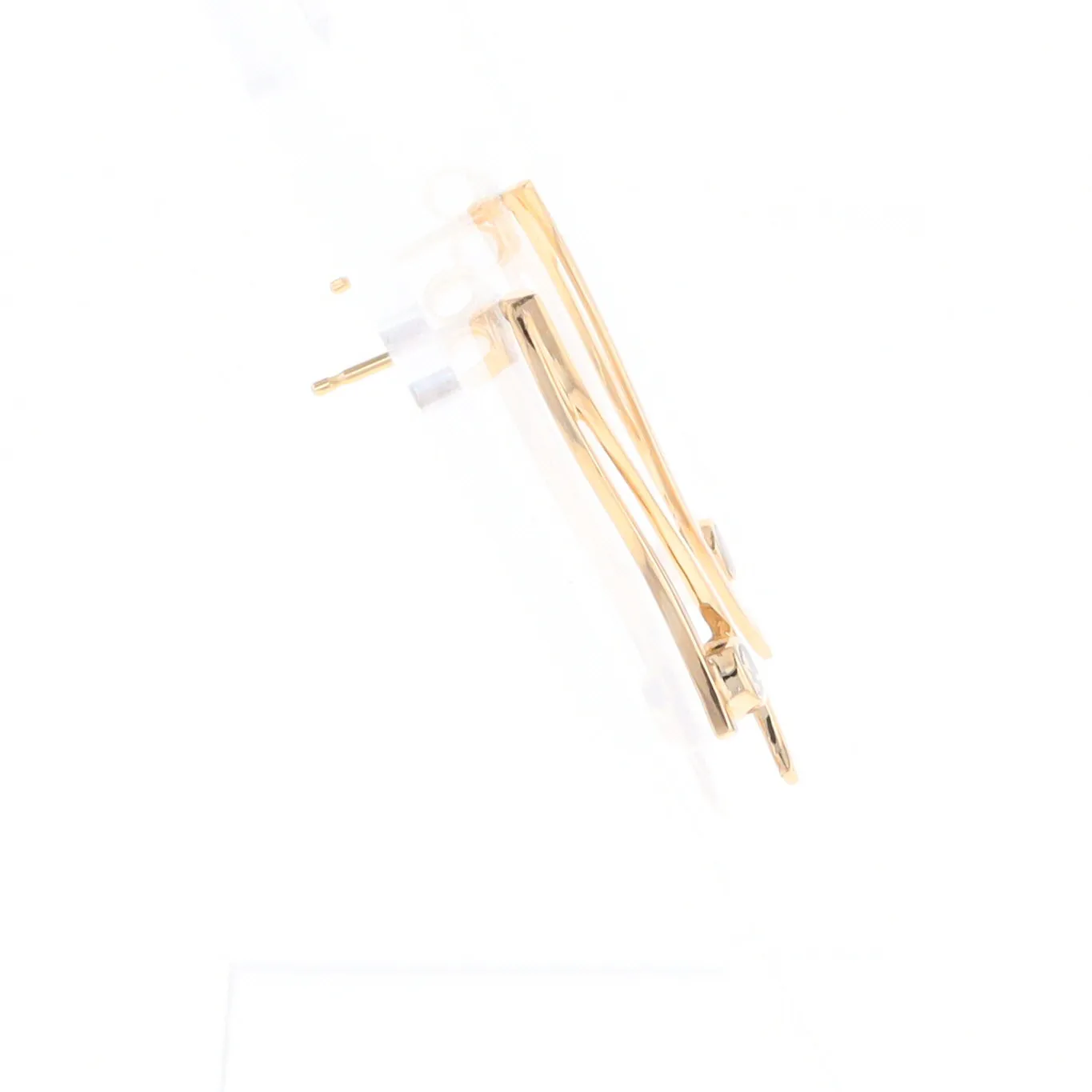 Gold Quartz Round Double Curved Bar Earrings - G2