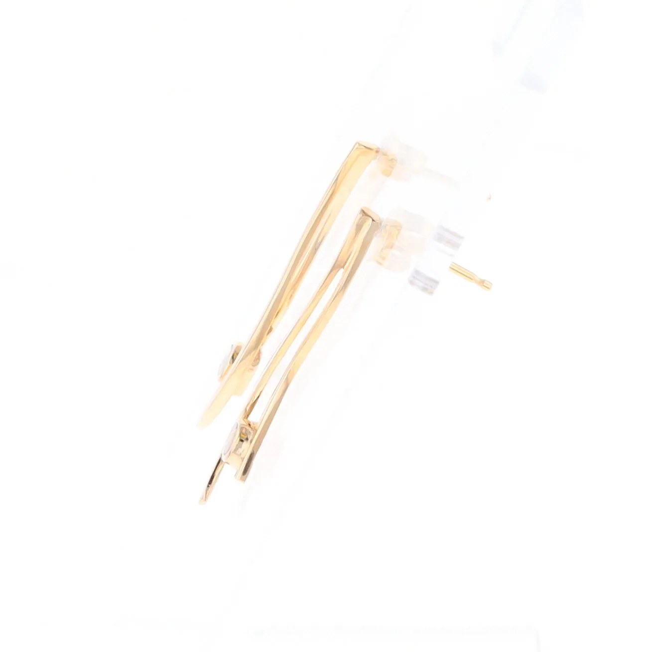 Gold Quartz Round Double Curved Bar Earrings - G2