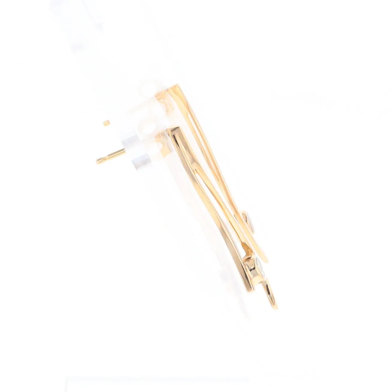 Gold Quartz Round Double Curved Bar Earrings - G2