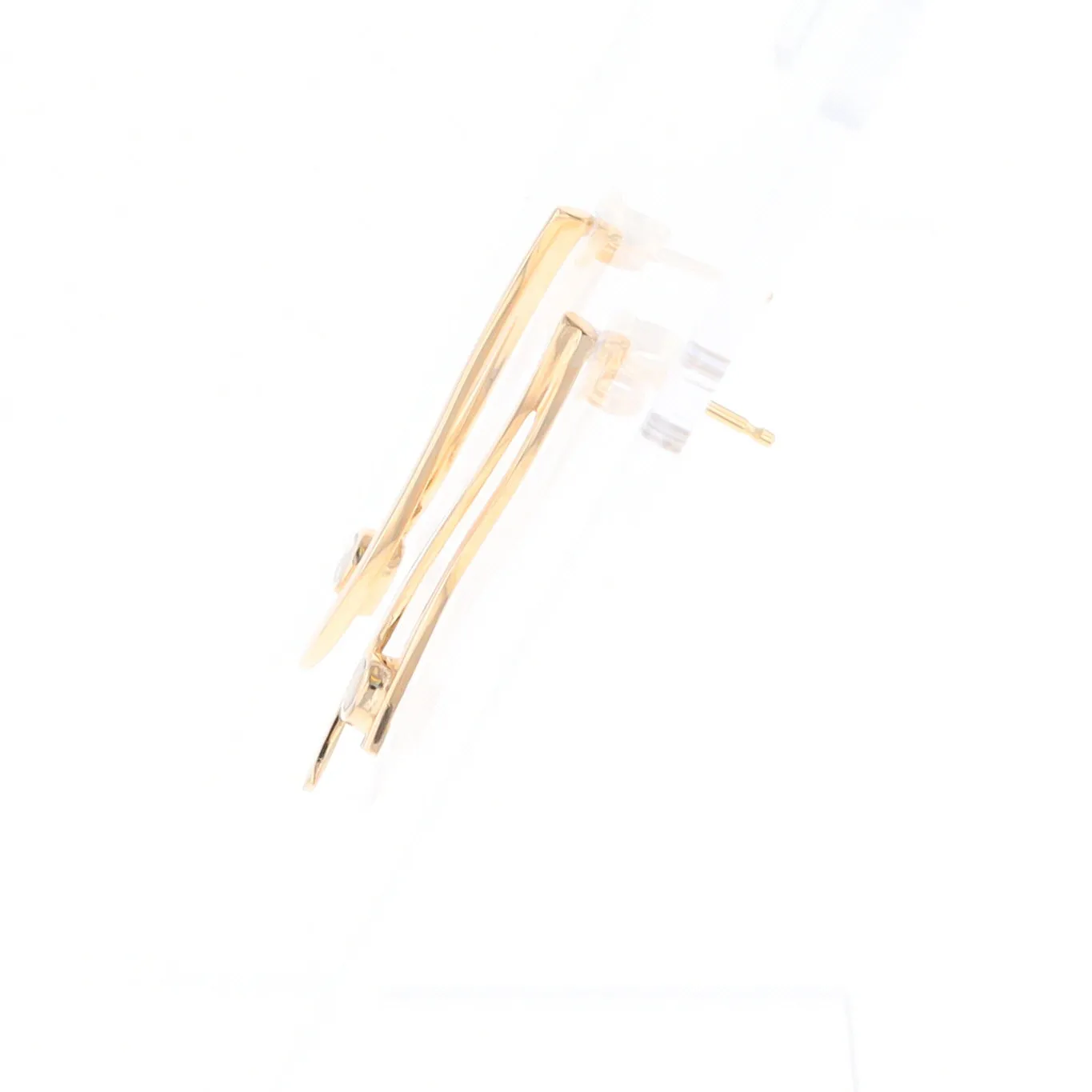 Gold Quartz Round Double Curved Bar Earrings - G2
