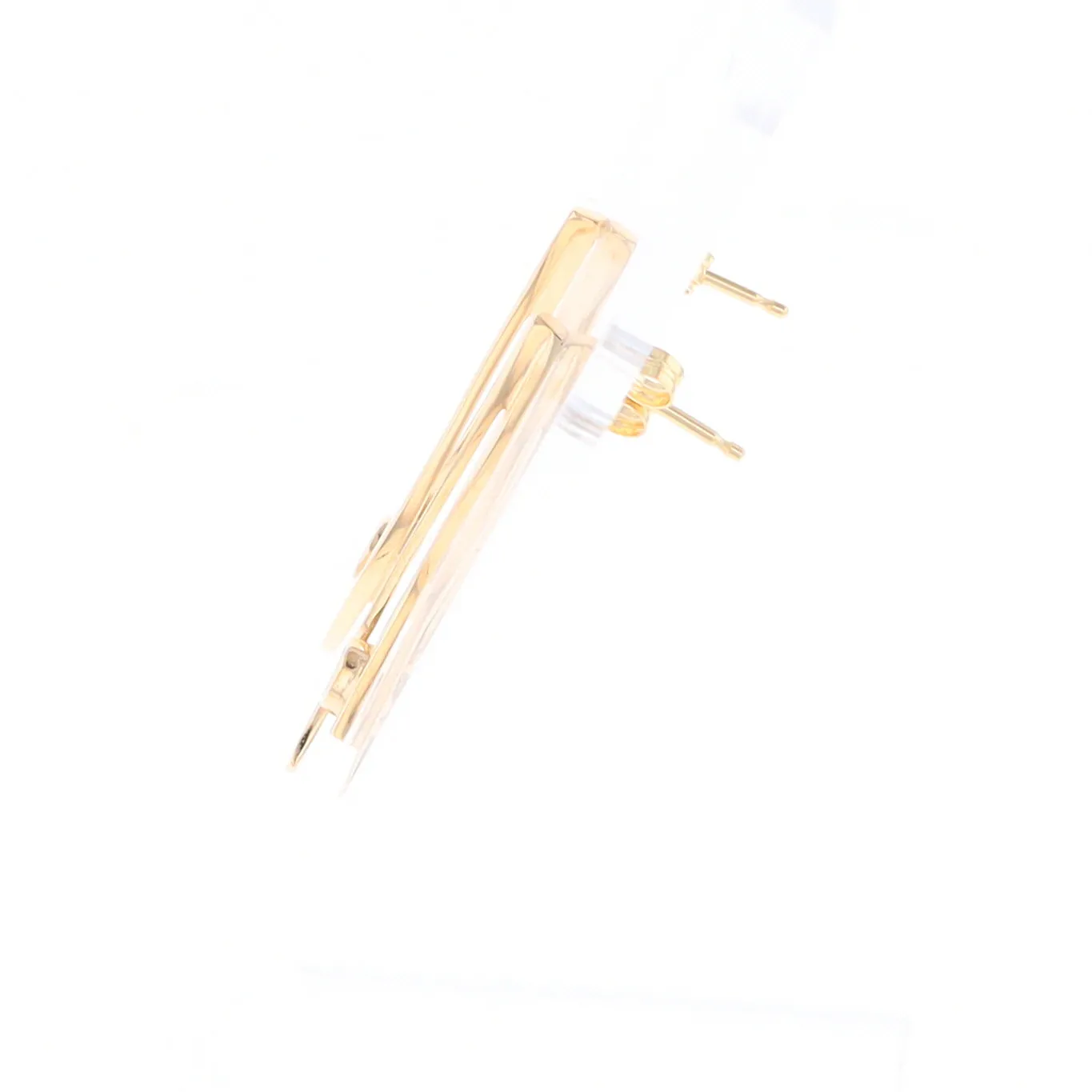 Gold Quartz Round Double Curved Bar Earrings - G2