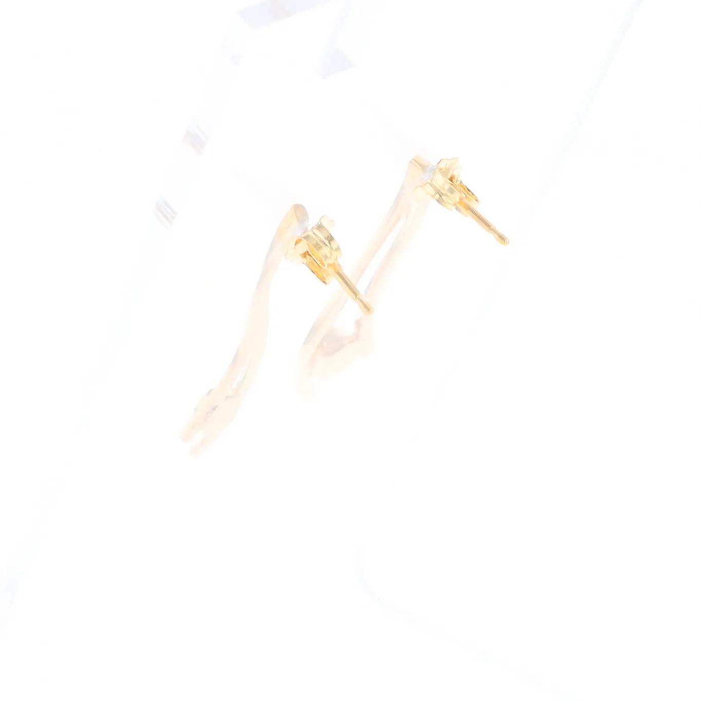 Gold Quartz Round Double Curved Bar Earrings - G2