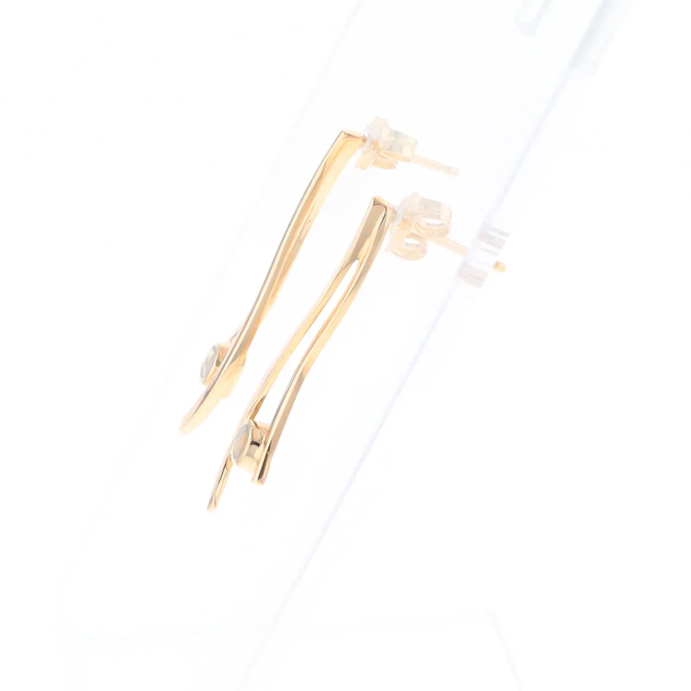 Gold Quartz Round Double Curved Bar Earrings - G2