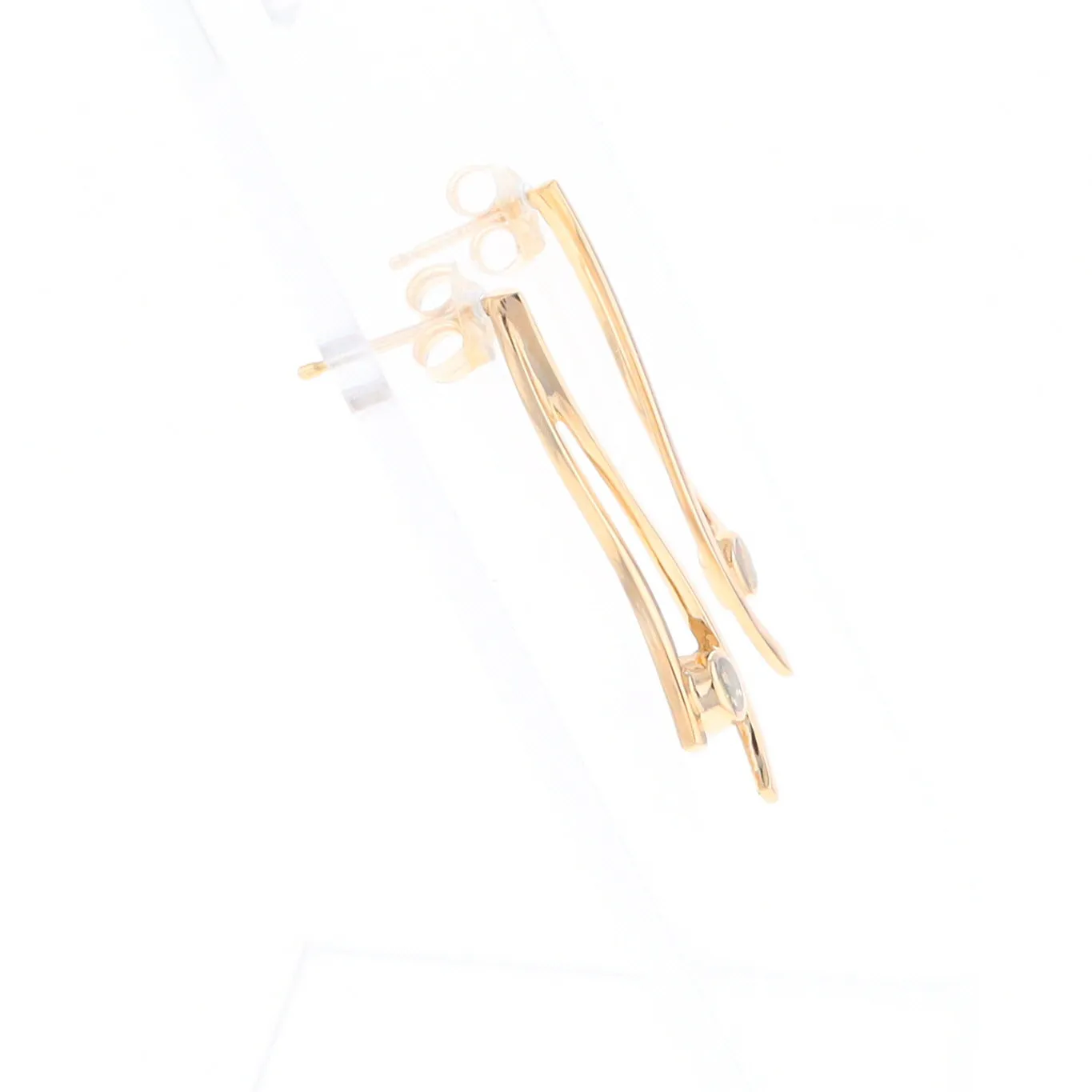 Gold Quartz Round Double Curved Bar Earrings - G2